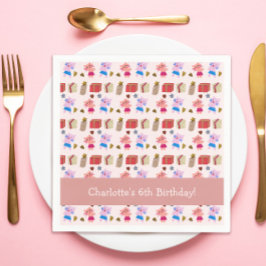 Servilleta De Papel Patrón de gatitos y regalos para niños rosados Cum