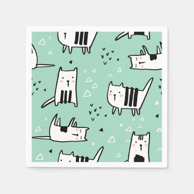 Servilleta De Papel Patrón de gato (Anverso)