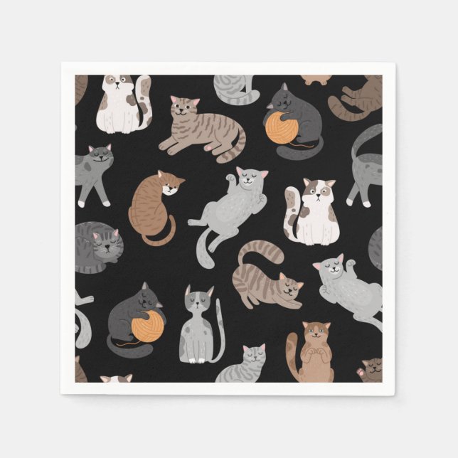Servilleta De Papel Patrón de gato (Anverso)
