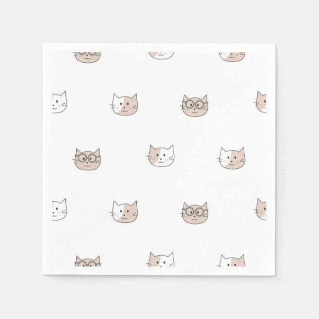 Servilleta De Papel Patrón de gato (Anverso)