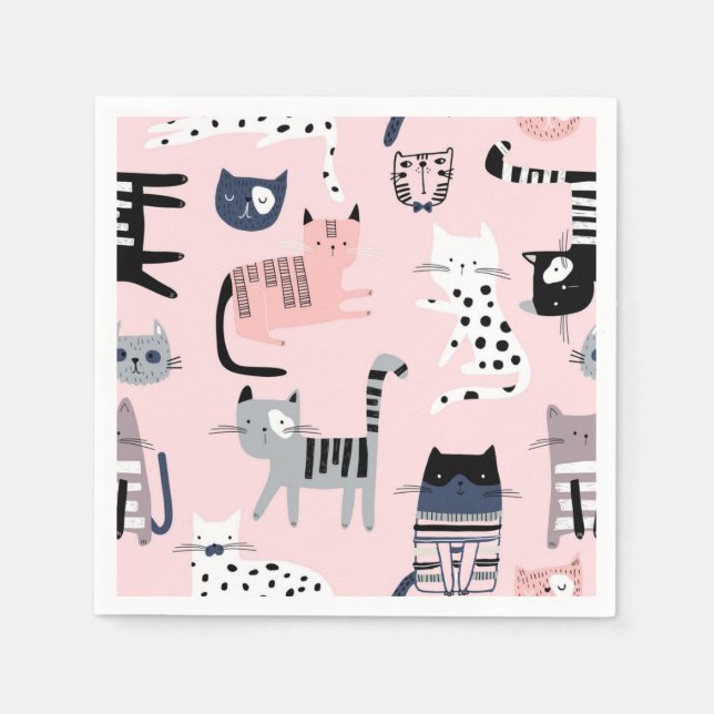 Servilleta De Papel Patrón de gato (Anverso)
