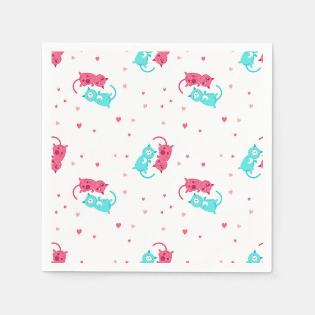 Servilleta De Papel Patrón de gato (Anverso)