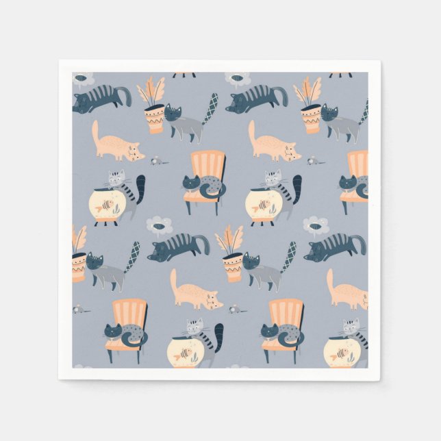 Servilleta De Papel Patrón de gato (Anverso)