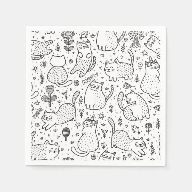 Servilleta De Papel Patrón de gato (Anverso)