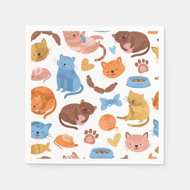 Servilleta De Papel Patrón de gato (Anverso)