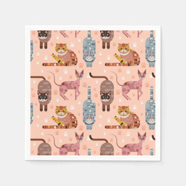 Servilleta De Papel Patrón de gato (Anverso)