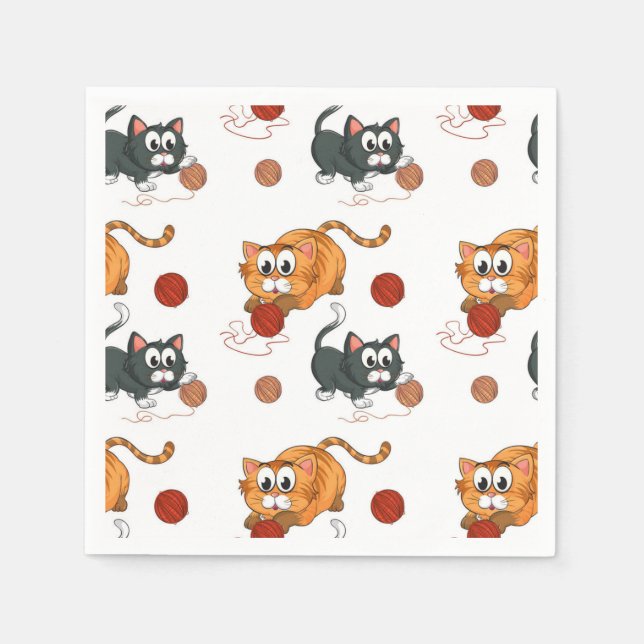 Servilleta De Papel Patrón de gato (Anverso)