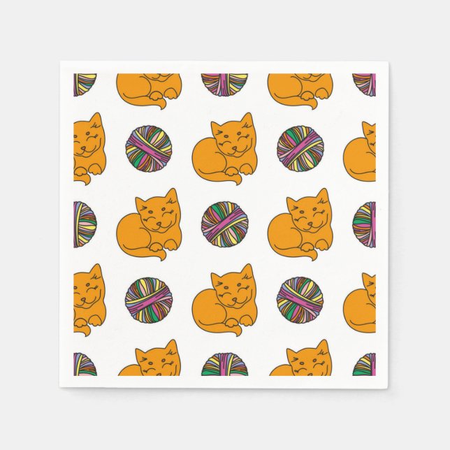 Servilleta De Papel Patrón de gato (Anverso)