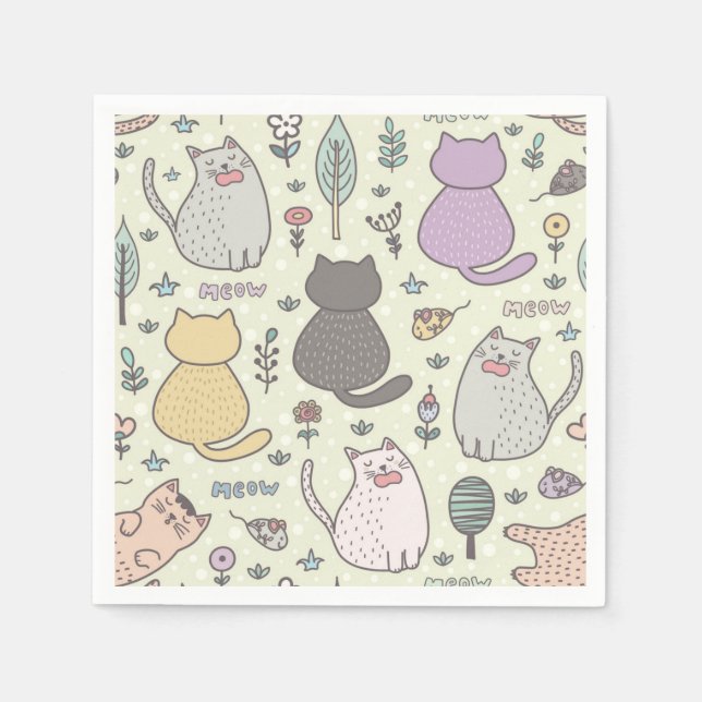 Servilleta De Papel Patrón de gato (Anverso)