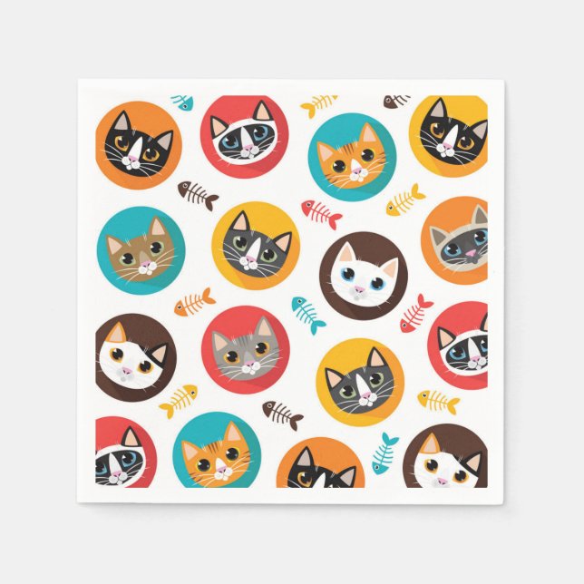 Servilleta De Papel Patrón de gato (Anverso)