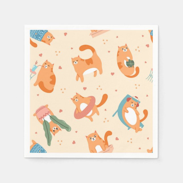 Servilleta De Papel Patrón de gato (Anverso)