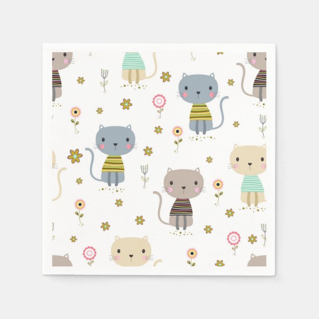 Servilleta De Papel Patrón de gato (Anverso)