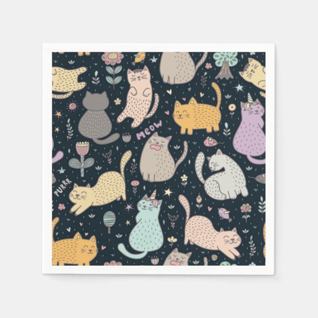 Servilleta De Papel Patrón de gato (Anverso)
