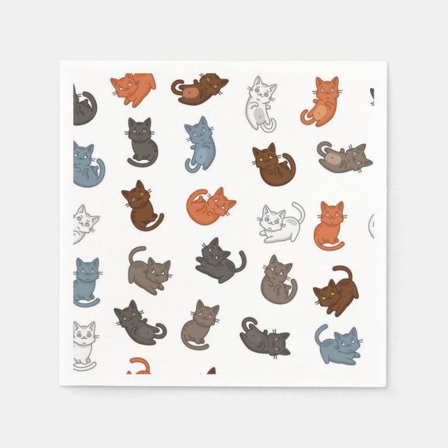 Servilleta De Papel Patrón de gato (Anverso)