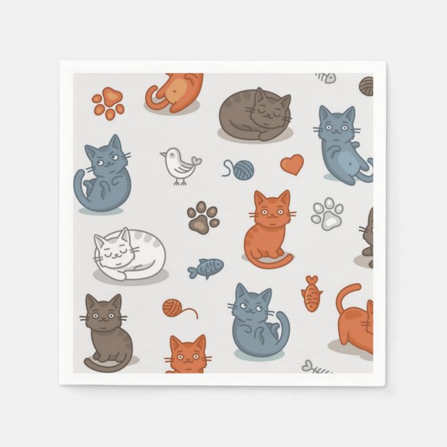 Servilleta De Papel Patrón de gato (Anverso)