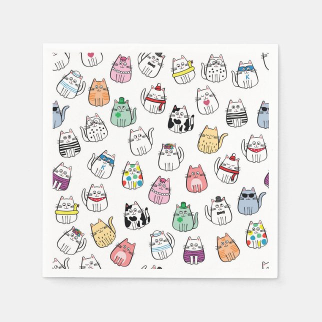Servilleta De Papel Patrón de gato (Anverso)