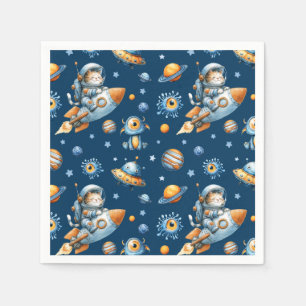 Servilleta De Papel Patrón de gato astronauta lindo galaxia espacio ex