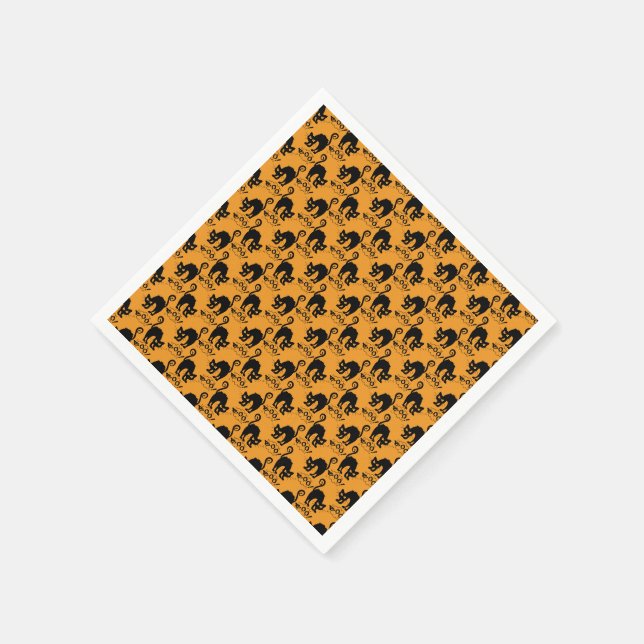 Servilleta De Papel Patrón de gato asustado amarillo (Borde)