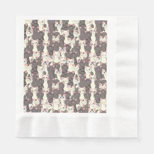 Servilleta De Papel Patrón de gatos blancos y grises