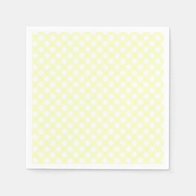 Servilleta De Papel Patrón de Gingham amarillo suave (Anverso)