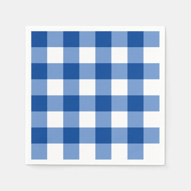 Servilleta De Papel Patrón de gingham azul (Anverso)