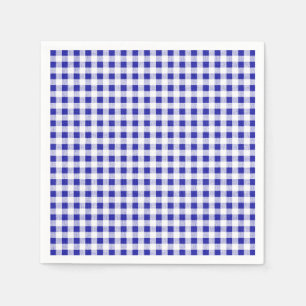 Servilleta De Papel Patrón de Gingham blanco azul marino