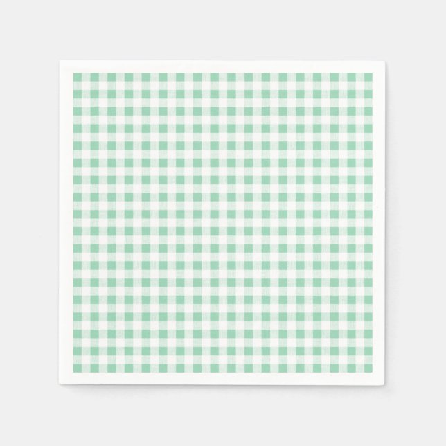 Servilleta De Papel Patrón de Gingham blanco verde (Anverso)