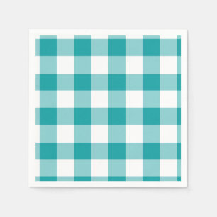 Servilleta De Papel Patrón de Gingham blanco y turquesa