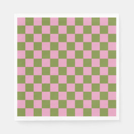 Servilleta De Papel Patrón de Gingham de color verde rosa