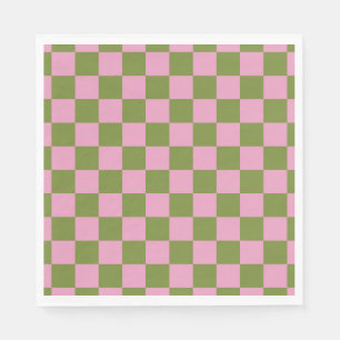 Servilleta De Papel Patrón de Gingham de color verde rosa
