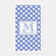 Patrón de Gingham de Estilo de País Azul Monograma