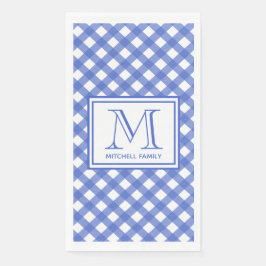 Servilleta De Papel Patrón de Gingham de Estilo de País Azul Monograma