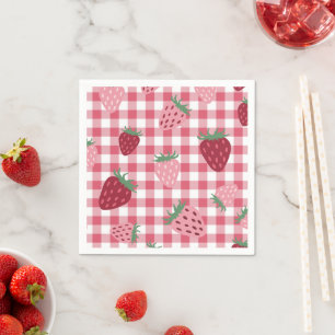 Servilleta De Papel Patrón de Gingham de fresa