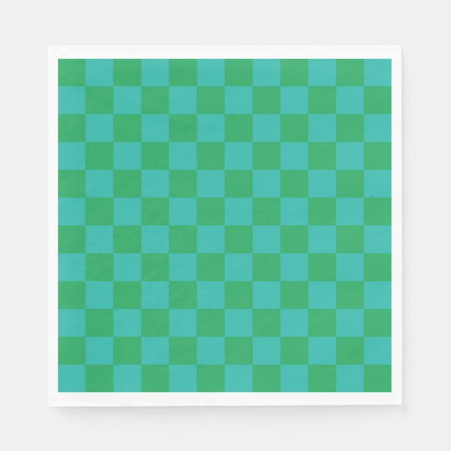 Servilleta De Papel Patrón de Gingham de Green Blue Checkered (Anverso)