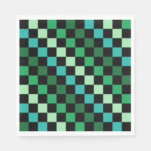 Servilleta De Papel Patrón de Gingham de Green Blue Checkered
