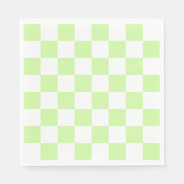 Servilleta De Papel Patrón de Gingham de Pastel Verde (Anverso)