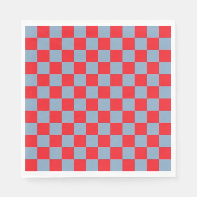 Servilleta De Papel Patrón de Gingham de Red Blue Checkered (Anverso)