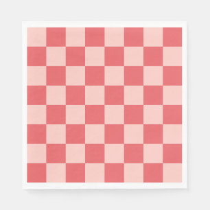 Servilleta De Papel Patrón de Gingham de Red Checkered Rosa