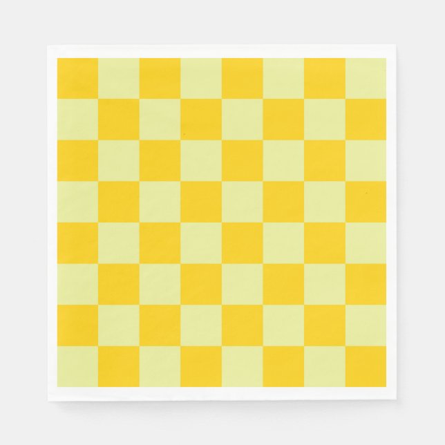 Servilleta De Papel Patrón de Gingham de Yellow Checkered (Anverso)