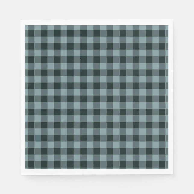Servilleta De Papel Patrón de Gingham negro azul (Anverso)