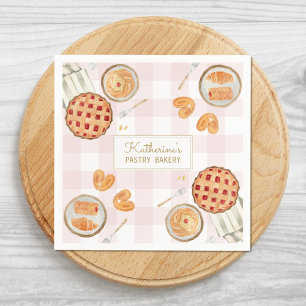 Servilleta De Papel Patrón de Gingham Pastelería Acuarela Panadería