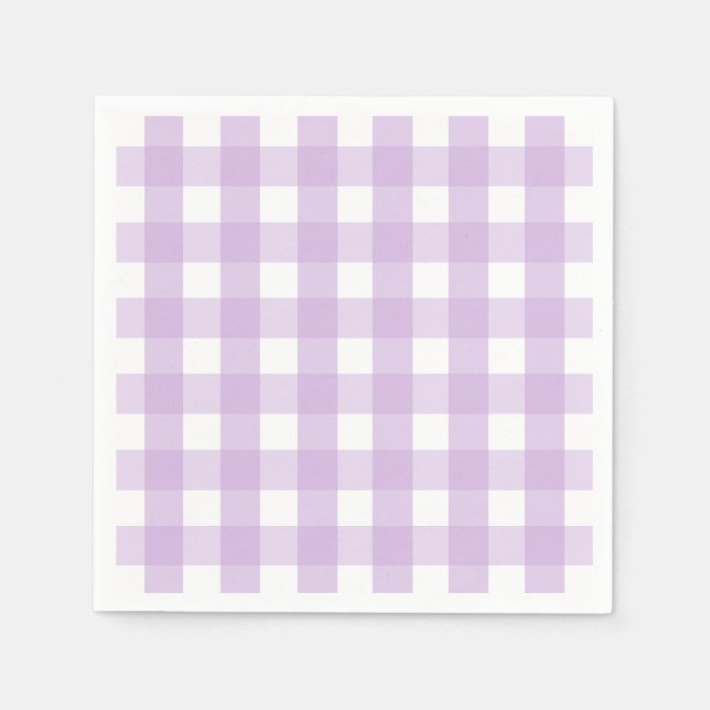 Servilleta De Papel Patrón de Gingham púrpura Pastel (Anverso)