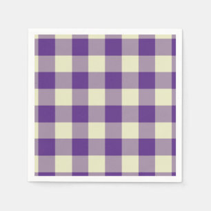 Servilleta De Papel Patrón de Gingham púrpura y crema