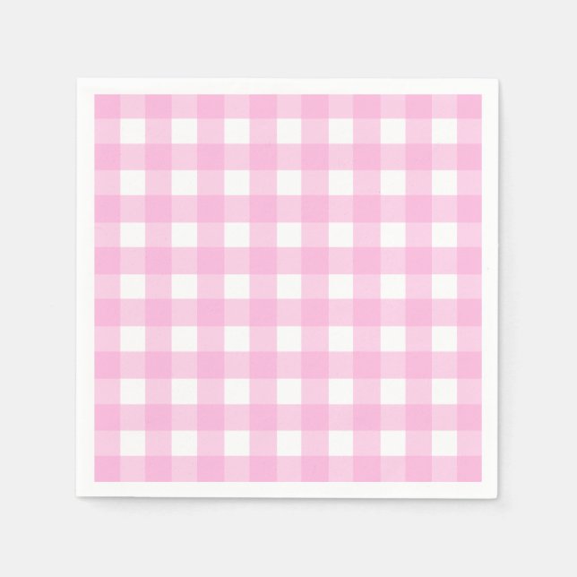 Servilleta De Papel Patrón de Gingham rosa Pastel (Anverso)