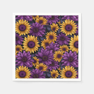 Servilleta De Papel Patrón de girasol amarillo morado