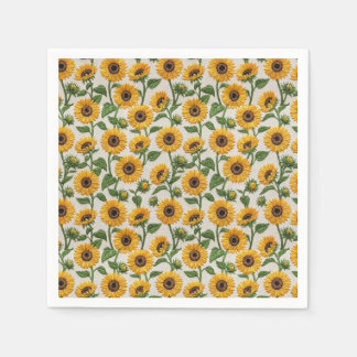 Servilleta De Papel Patrón de girasol amarillo vintage con aspecto bor