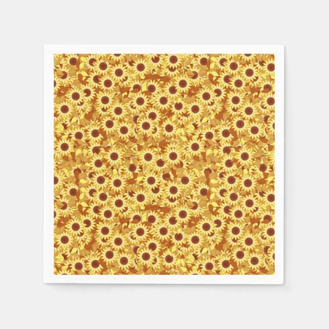 Servilleta De Papel Patrón de girasol - dorado, amarillo y marrón (Anverso)