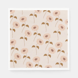 Servilleta De Papel Patrón de girasol hippie retro Y2K beige marrón