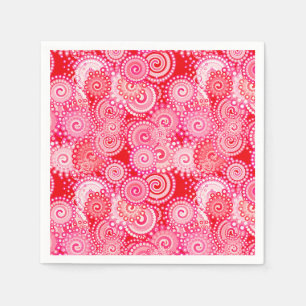 Servilleta De Papel Patrón de giro fractal, rojo y rosa caliente