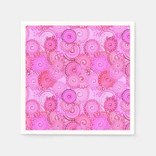 Servilleta De Papel Patrón de giro fractal, rosa y fucsia